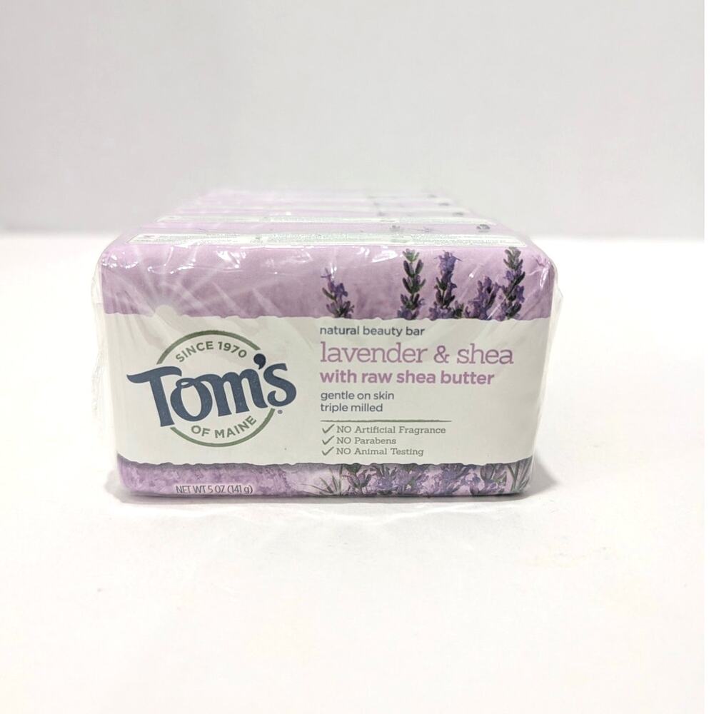 Tom's Of Maine Beauty Bar Soap - Lavender & Shea Butter 5 oz. PACK OF 6 SEALED